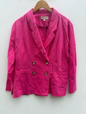 Anthropologie Dolan Hot Pink Linen Blazer